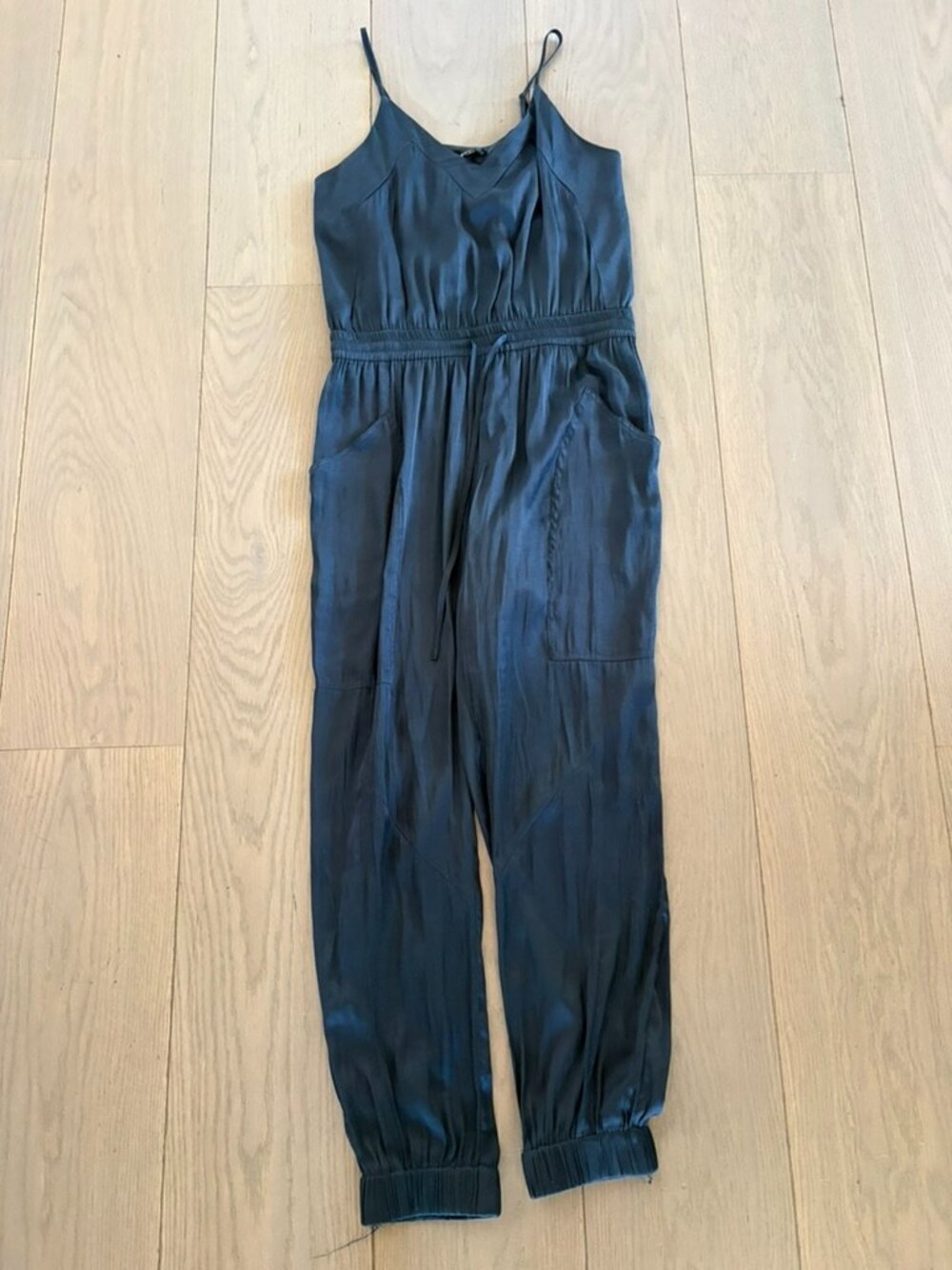 STORM Navy Blue V Neck Jumpsuit Drawstring Waist